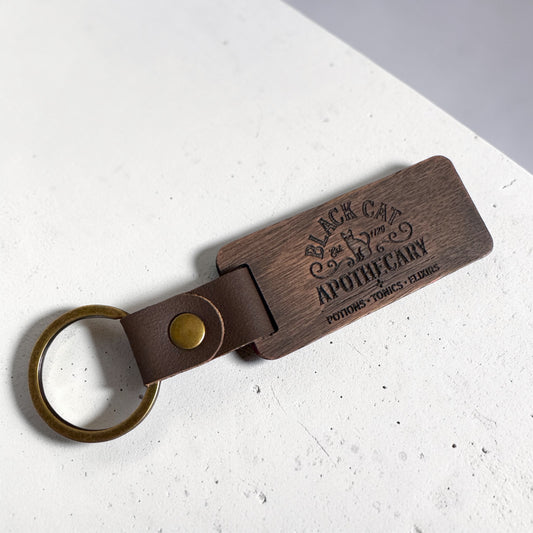 "Black Cat Apothecary" Wooden Keychain BC2