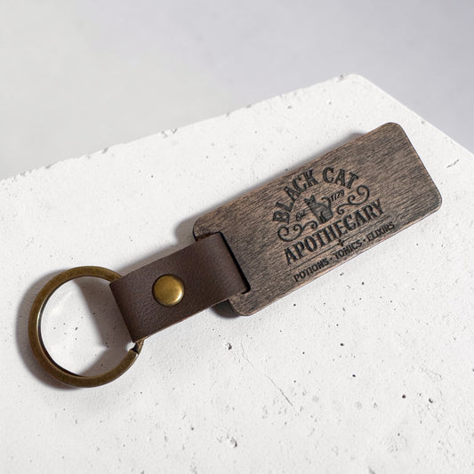 "Black Cat Apothecary" Wooden Keychain BC4